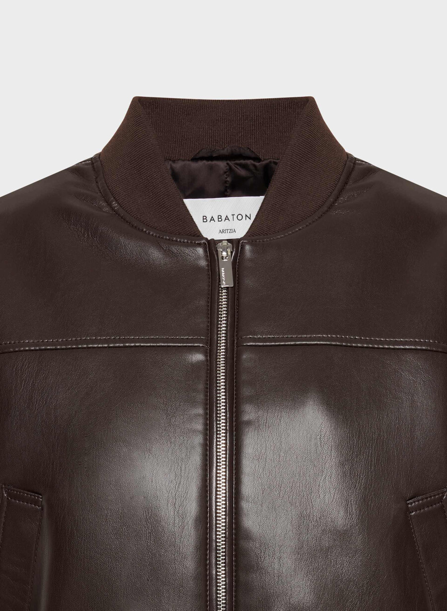 synergy bomberjacke – unechtes leder sattes mokkabraun