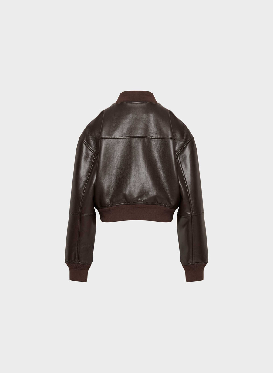 synergy bomberjacke – unechtes leder sattes mokkabraun