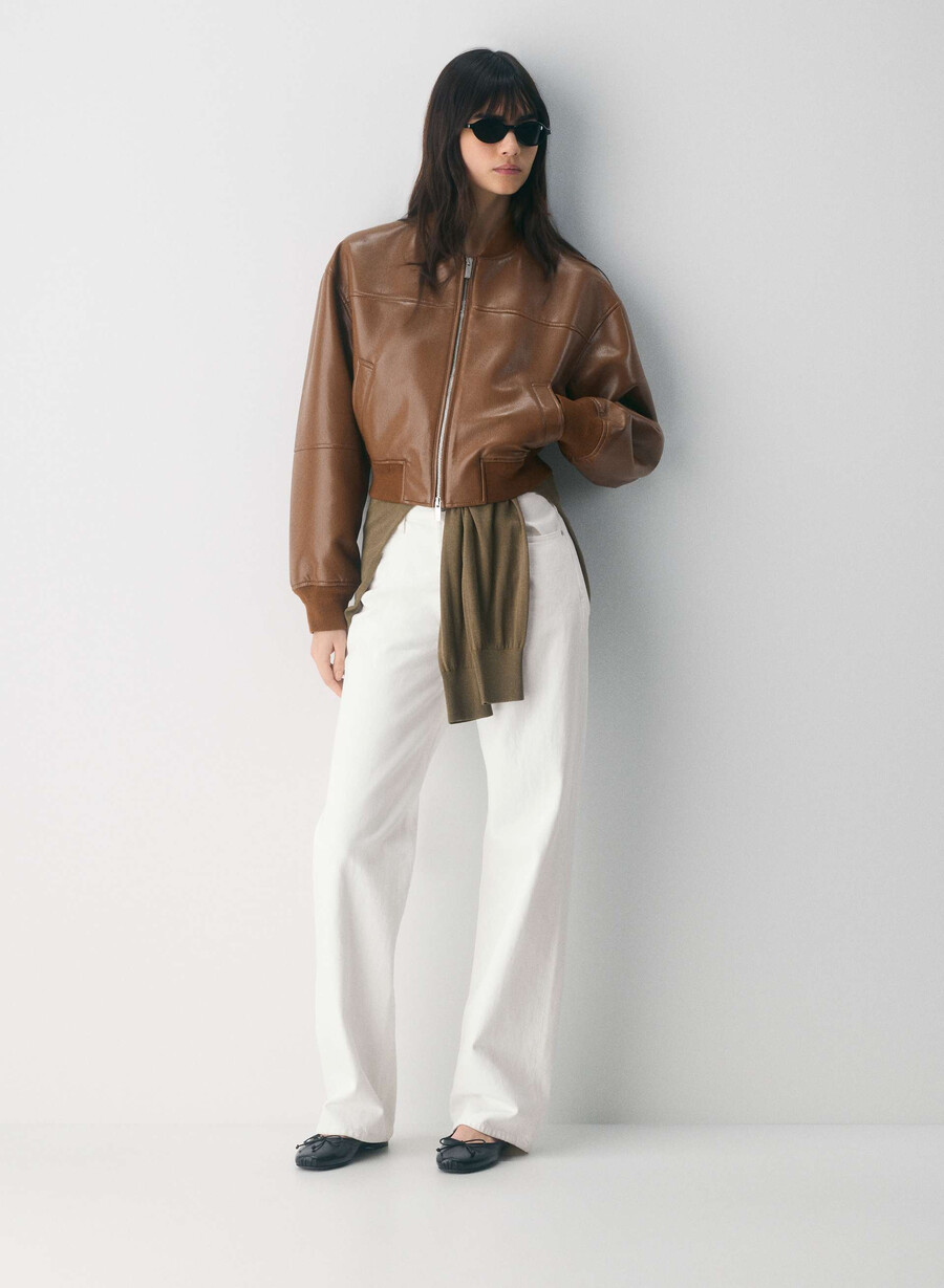 synergy bomberjacke – unechtes leder schokoladenbraun
