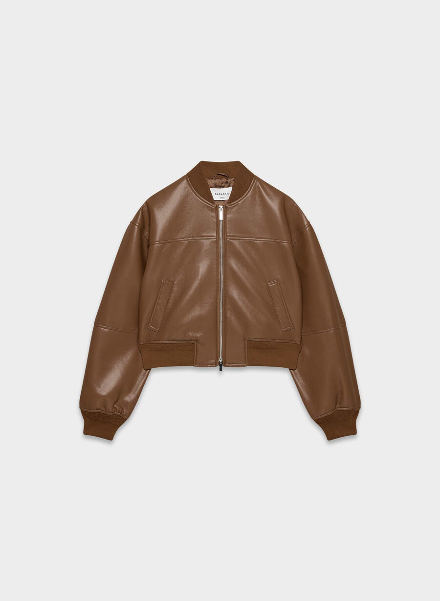 synergy bomberjacke – unechtes leder schokoladenbraun