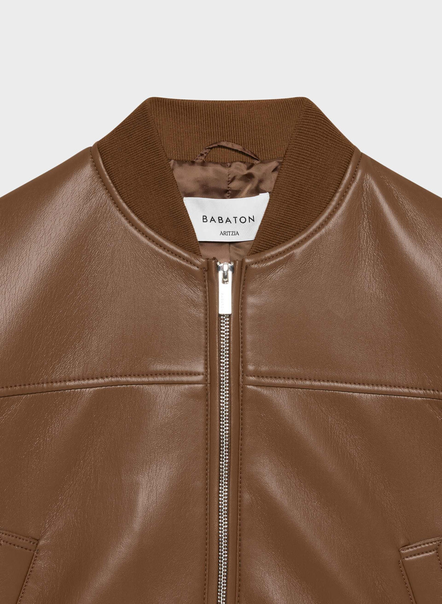 synergy bomberjacke – unechtes leder schokoladenbraun