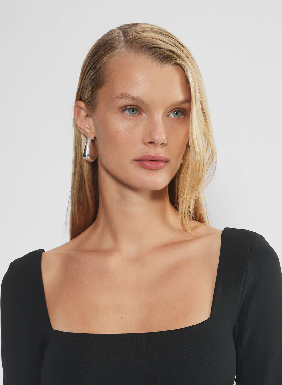 original contour squareneck hüft-langarmshirt schwarz