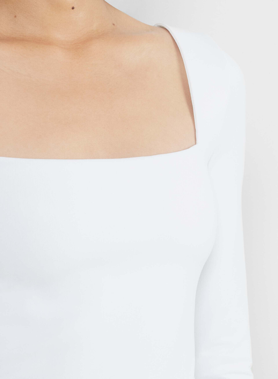 original contour squareneck hüft-langarmshirt strahlend weiß