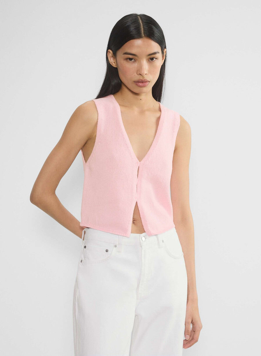 baskische strickweste villa pink