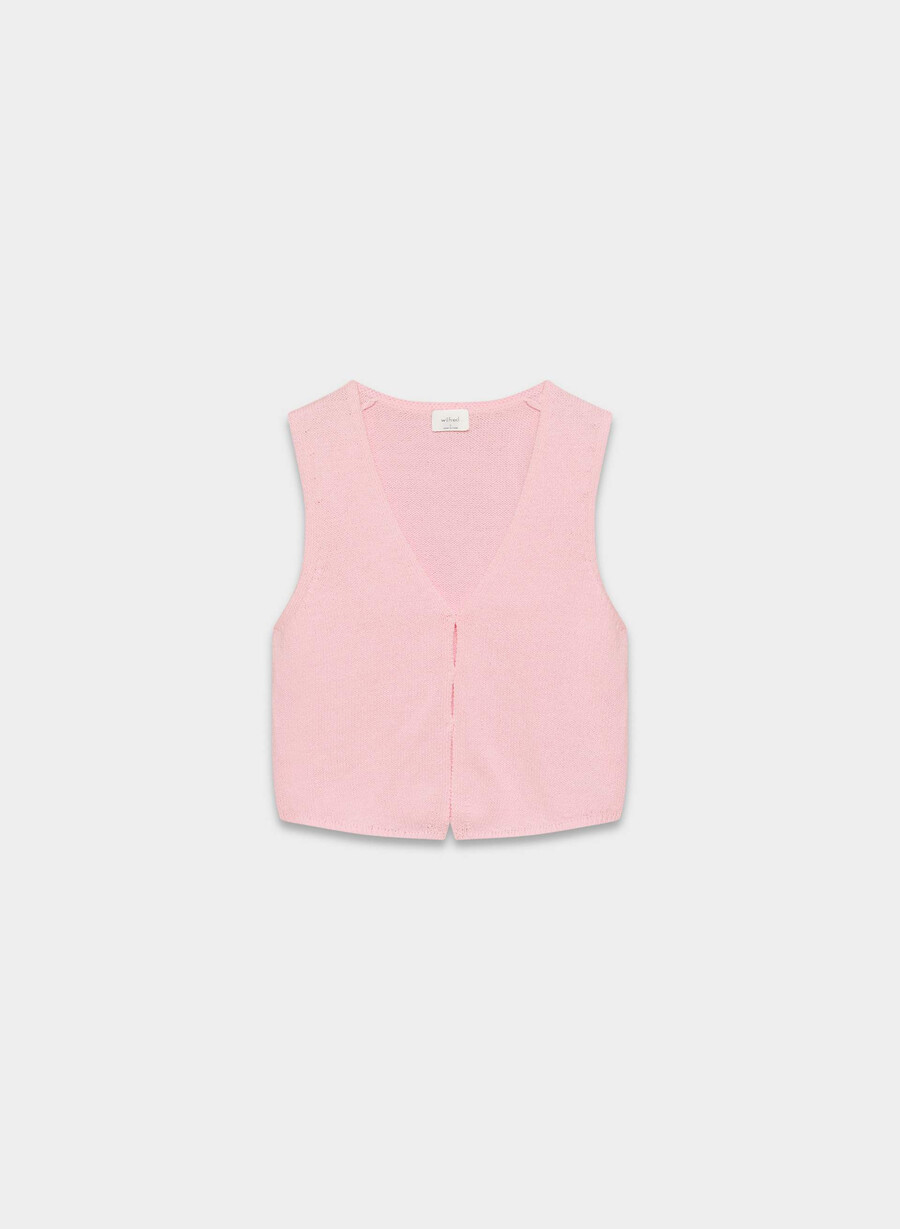 baskische strickweste villa pink