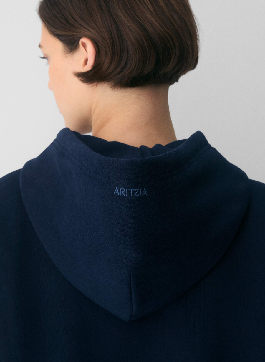 gemütlicher boyfriend-hoodie aus sweatfleece mit kastenförmigem schnitt und reißverschluss admiral