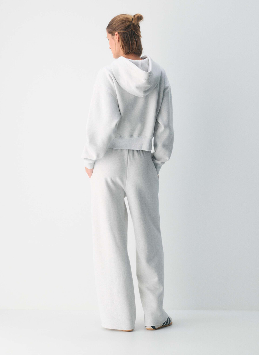 gemütlicher boyfriend-hoodie aus sweatfleece mit kastenförmigem schnitt und reißverschluss heather cloud white