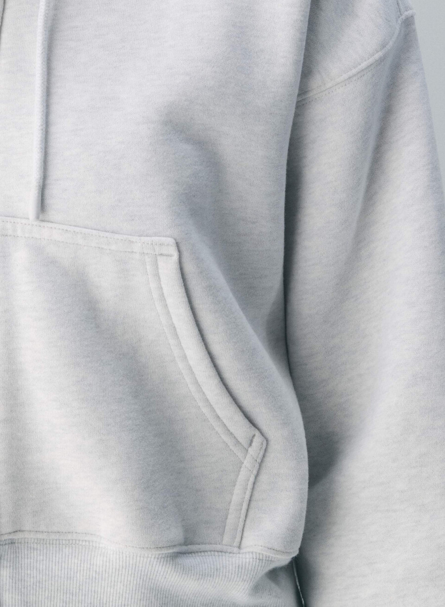 gemütlicher boyfriend-hoodie aus sweatfleece mit kastenförmigem schnitt und reißverschluss heather cloud white