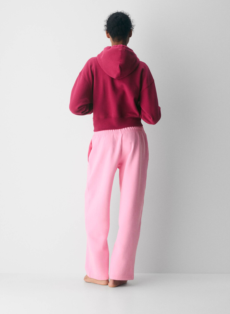 gemütlicher boyfriend-hoodie aus sweatfleece mit kastenförmigem schnitt und reißverschluss in der farbe juicy rose