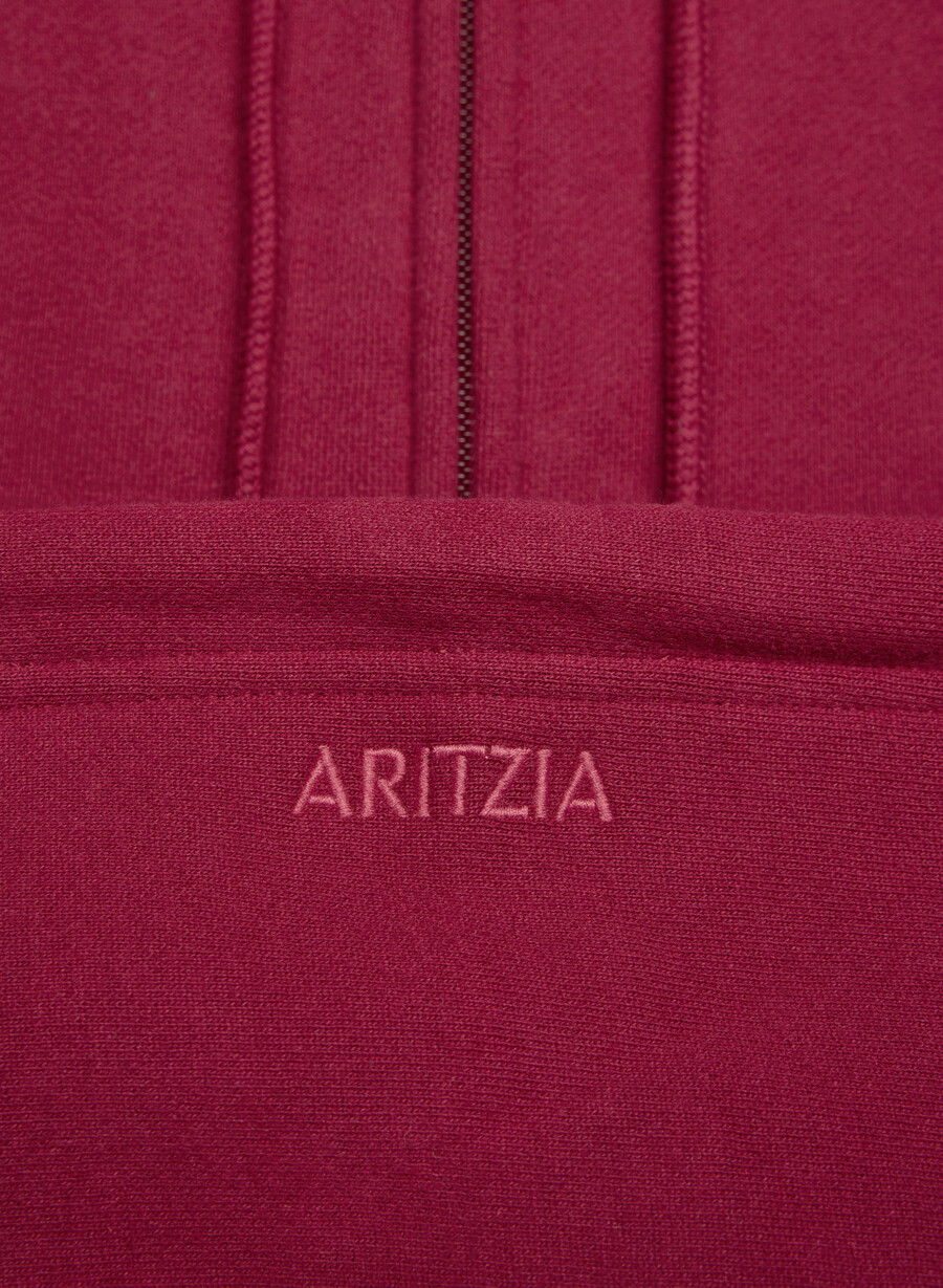 gemütlicher boyfriend-hoodie aus sweatfleece mit kastenförmigem schnitt und reißverschluss in der farbe juicy rose
