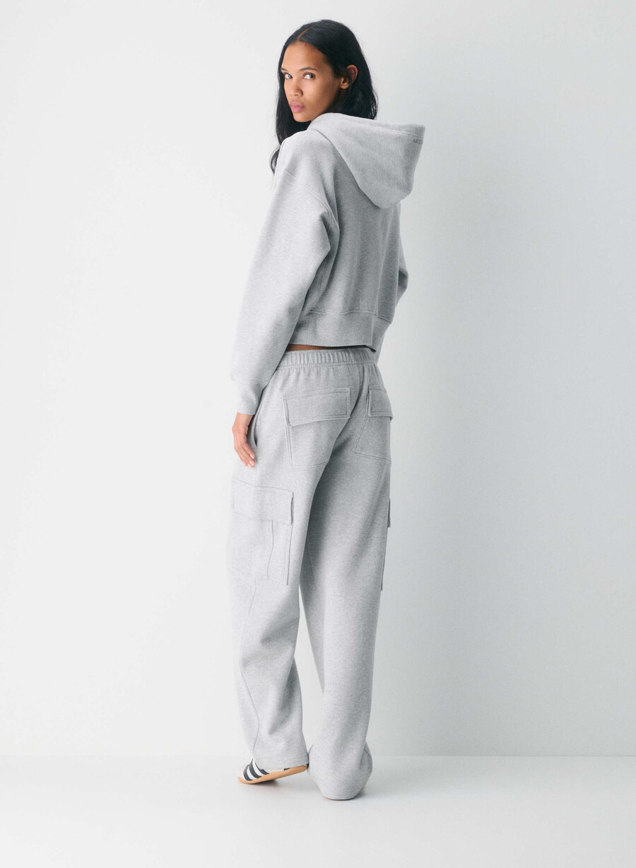 gemütlicher boyfriend-hoodie aus sweatfleece mit kastenförmigem schnitt und reißverschluss heather chrome