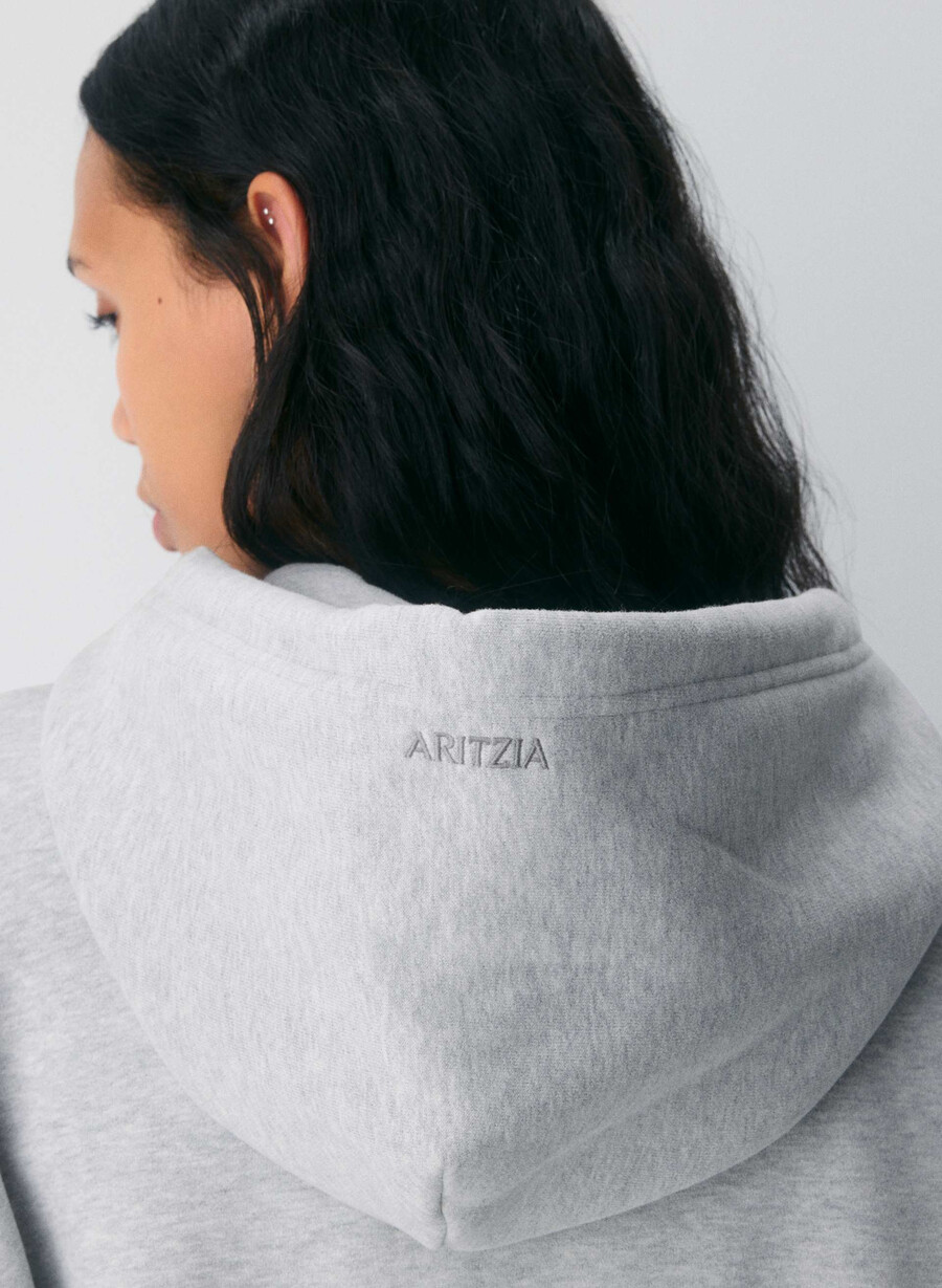gemütlicher boyfriend-hoodie aus sweatfleece mit kastenförmigem schnitt und reißverschluss heather chrome
