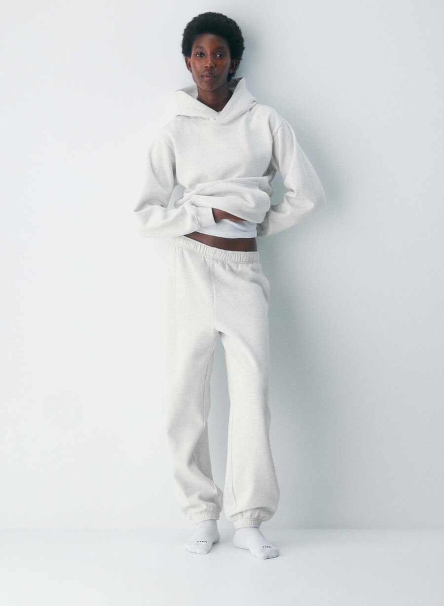 kuscheliger sweatfleece-hoodie perfekt für meliertes weiß
