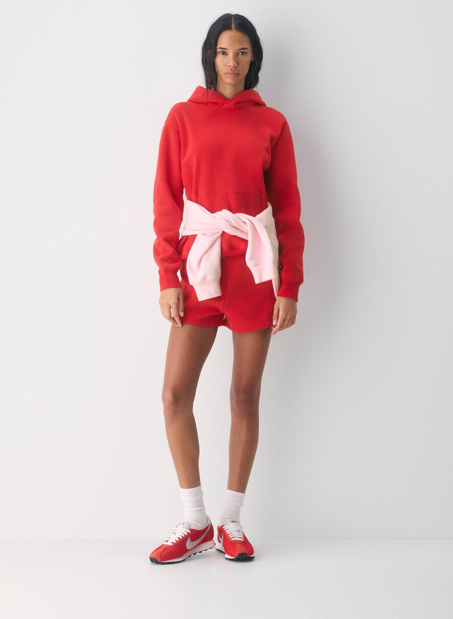 kuscheliger sweatfleece-hoodie perfekt in blinkendem rot