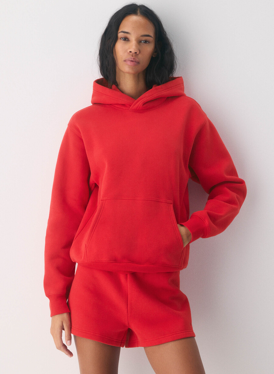 kuscheliger sweatfleece-hoodie perfekt in blinkendem rot