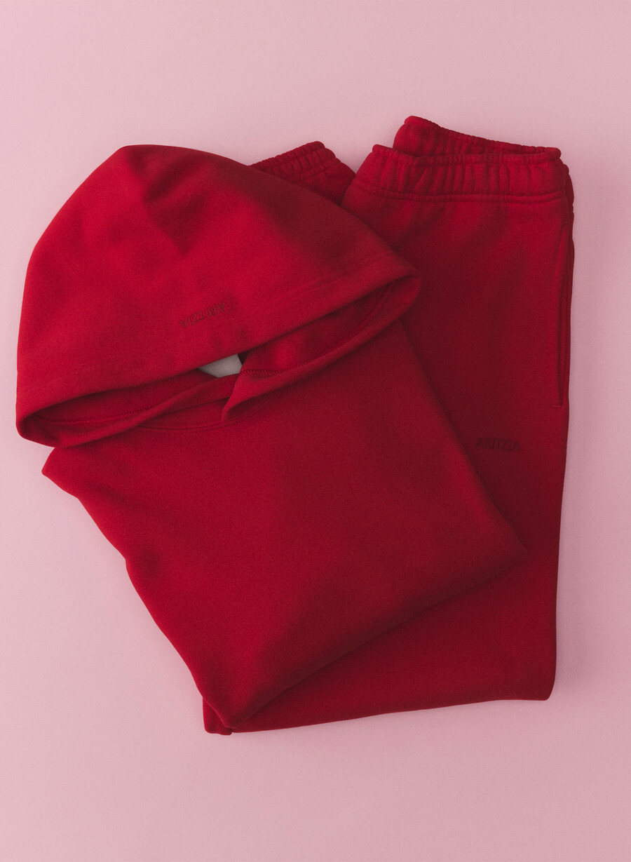 kuscheliger sweatfleece-hoodie perfekt in blinkendem rot