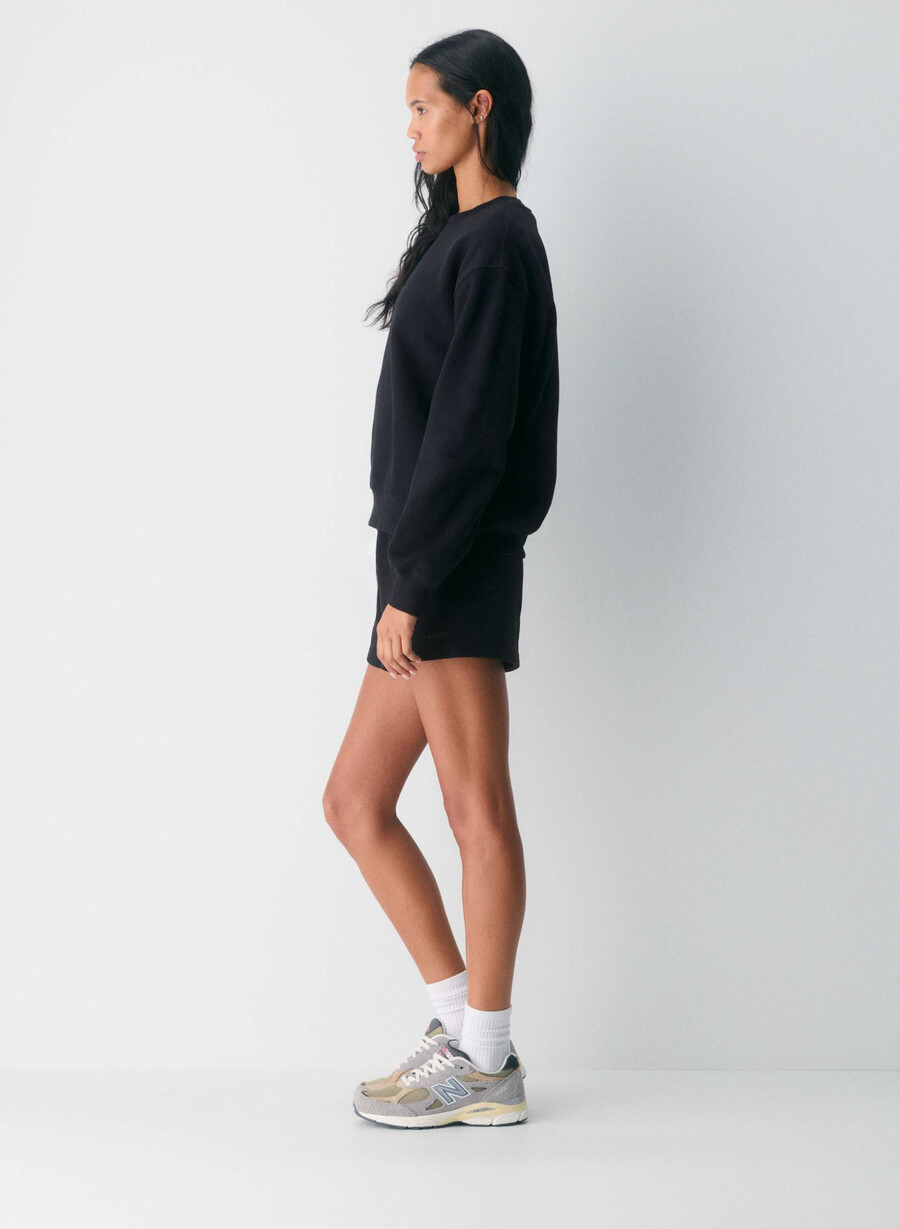 kuscheliges sweatfleece-sweatshirt mit rundhalsausschnitt schwarz