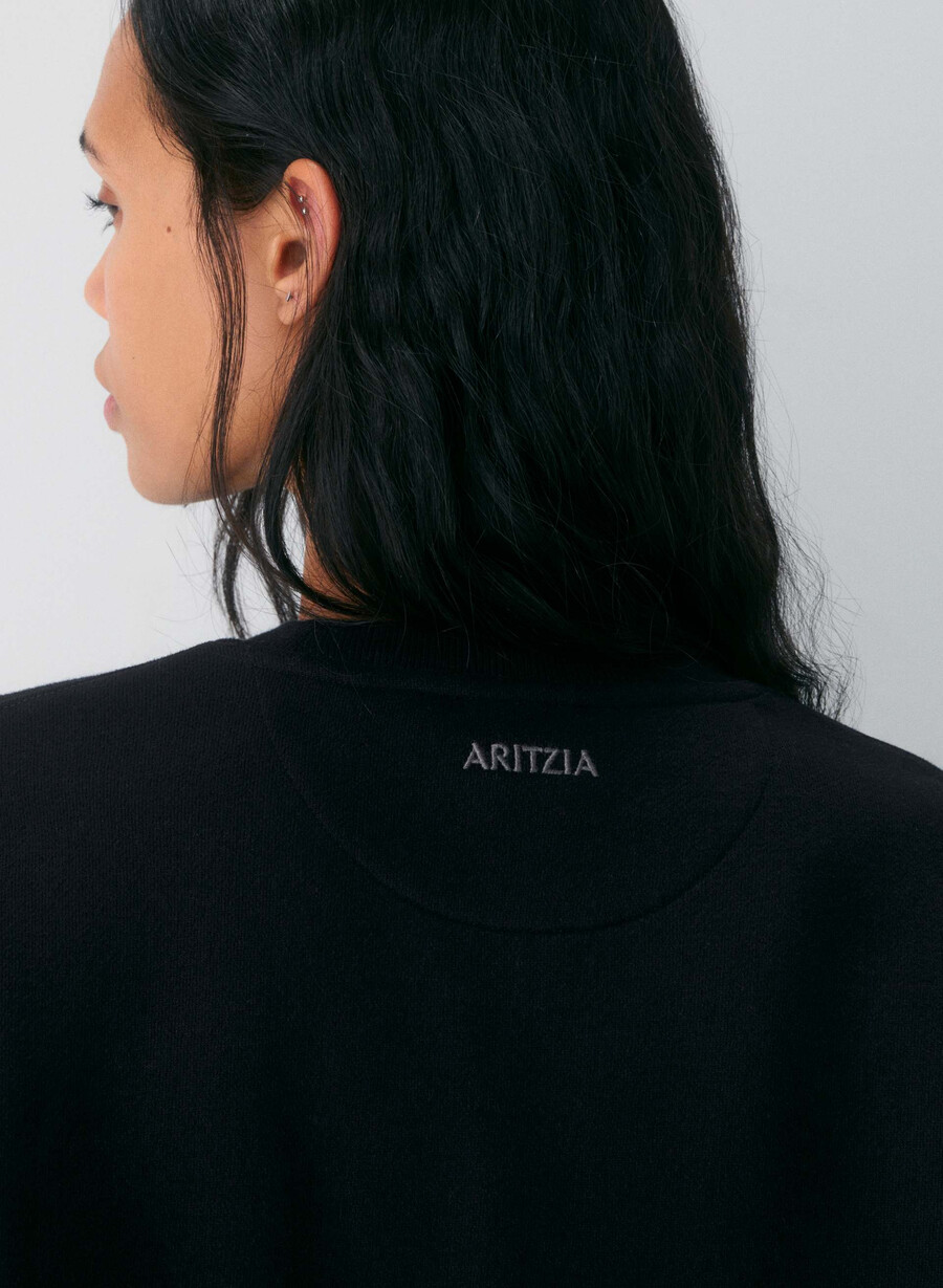 kuscheliges sweatfleece-sweatshirt mit rundhalsausschnitt schwarz