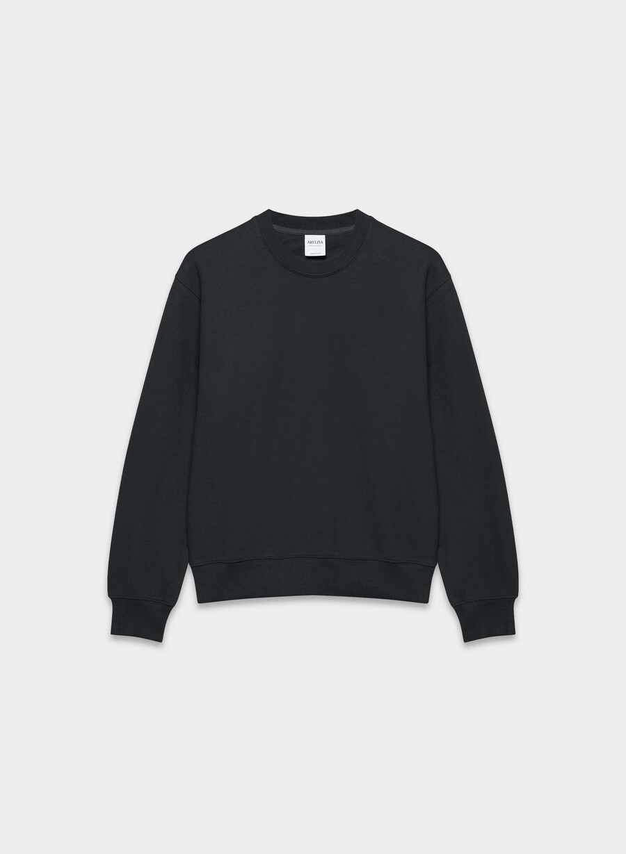 kuscheliges sweatfleece-sweatshirt mit rundhalsausschnitt schwarz