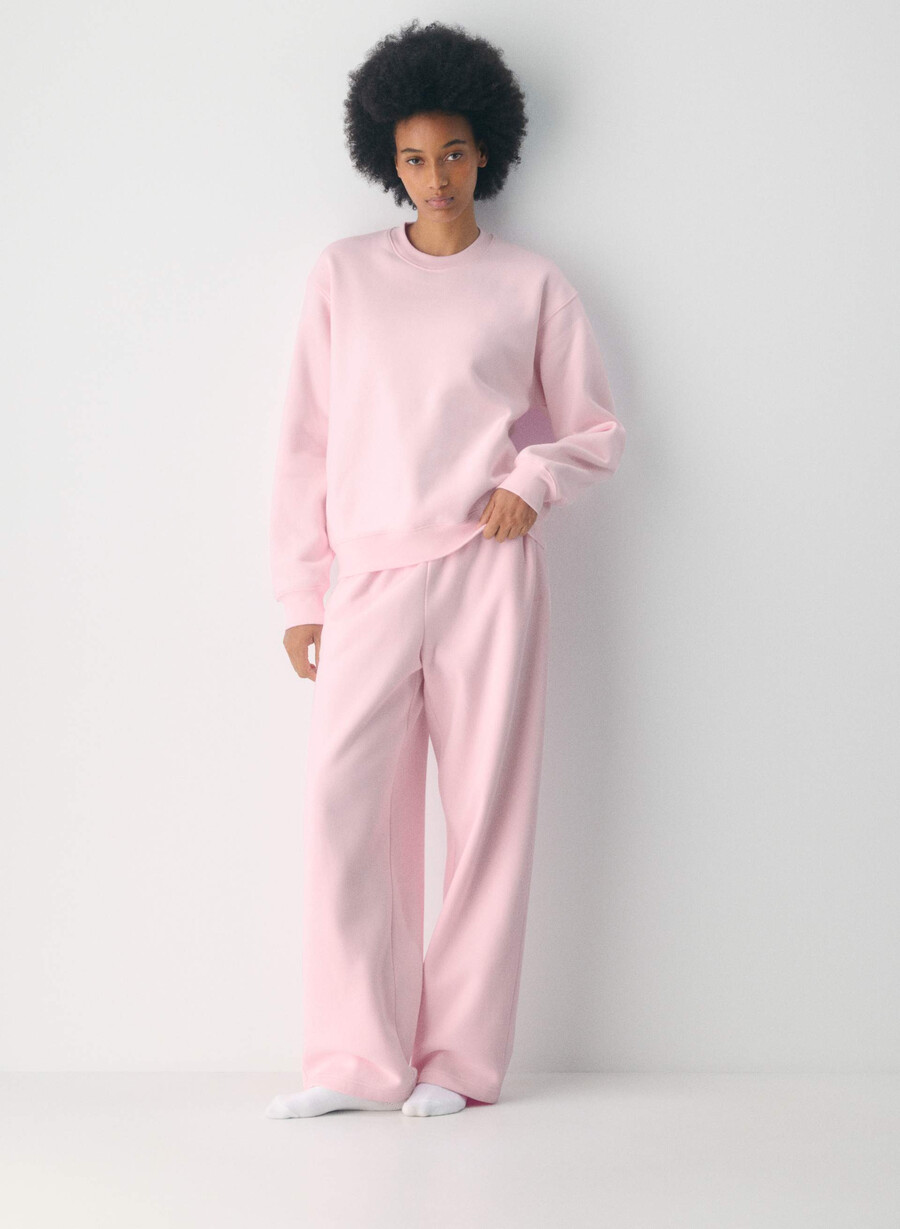 kuscheliges sweatfleece-sweatshirt mit perfektem rundhalsausschnitt villa pink