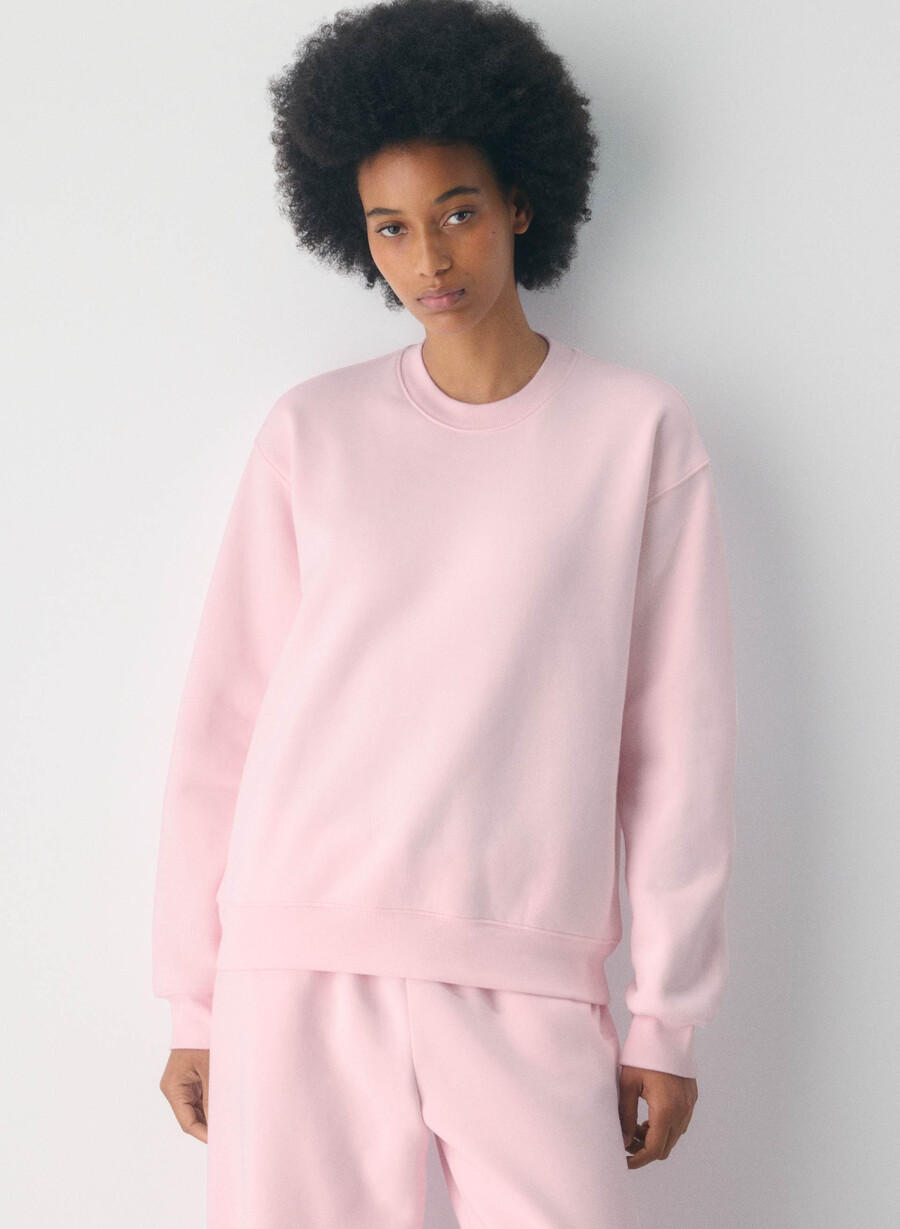 kuscheliges sweatfleece-sweatshirt mit perfektem rundhalsausschnitt villa pink