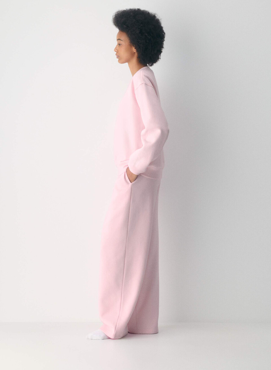 kuscheliges sweatfleece-sweatshirt mit perfektem rundhalsausschnitt villa pink