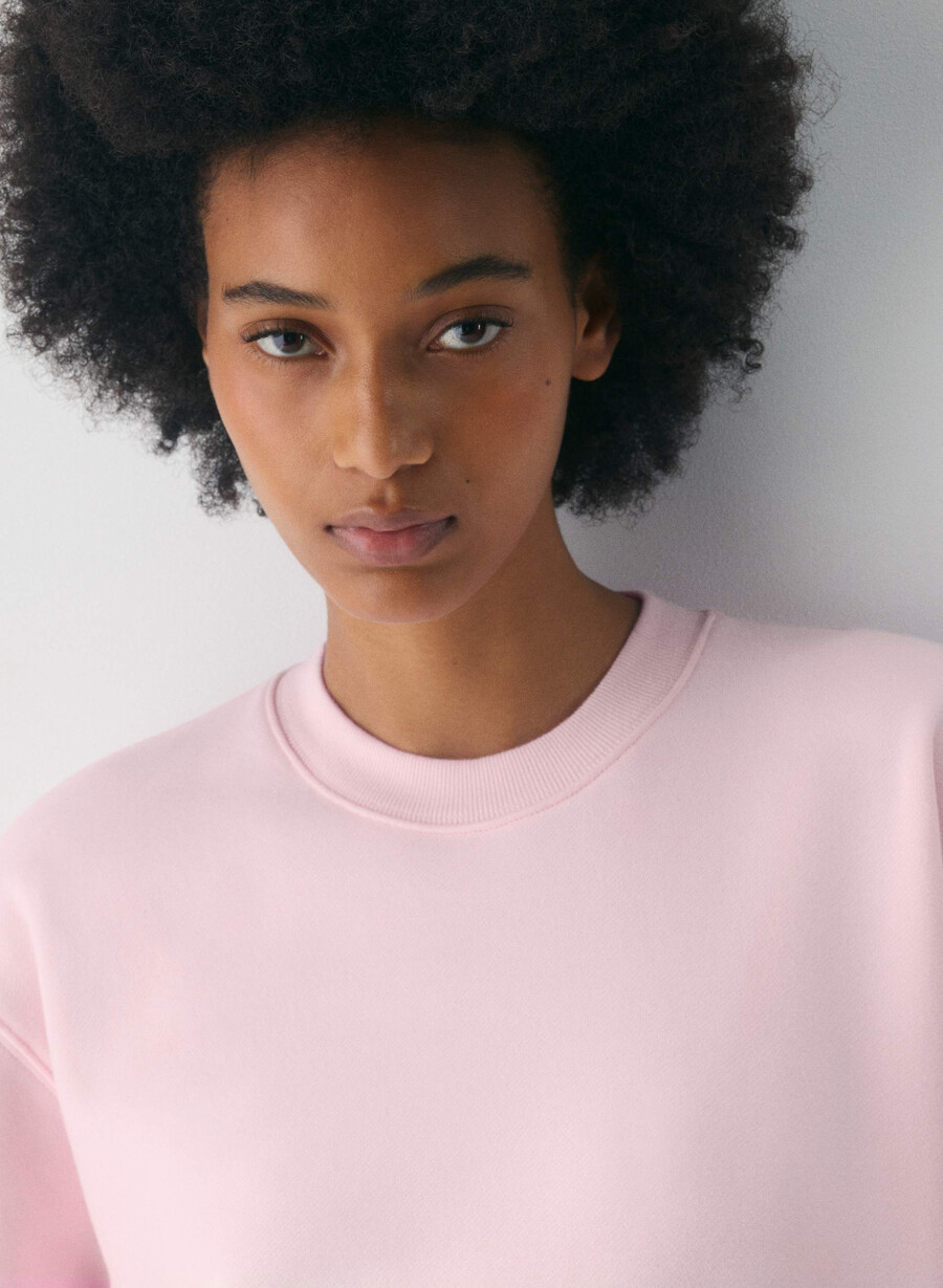 kuscheliges sweatfleece-sweatshirt mit perfektem rundhalsausschnitt villa pink