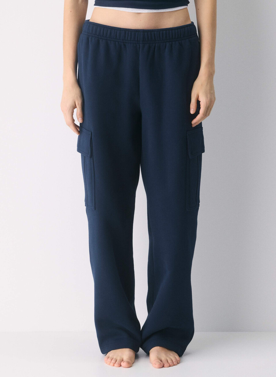 gemütliche mega cargo sweatfleece-sweatpant admiral