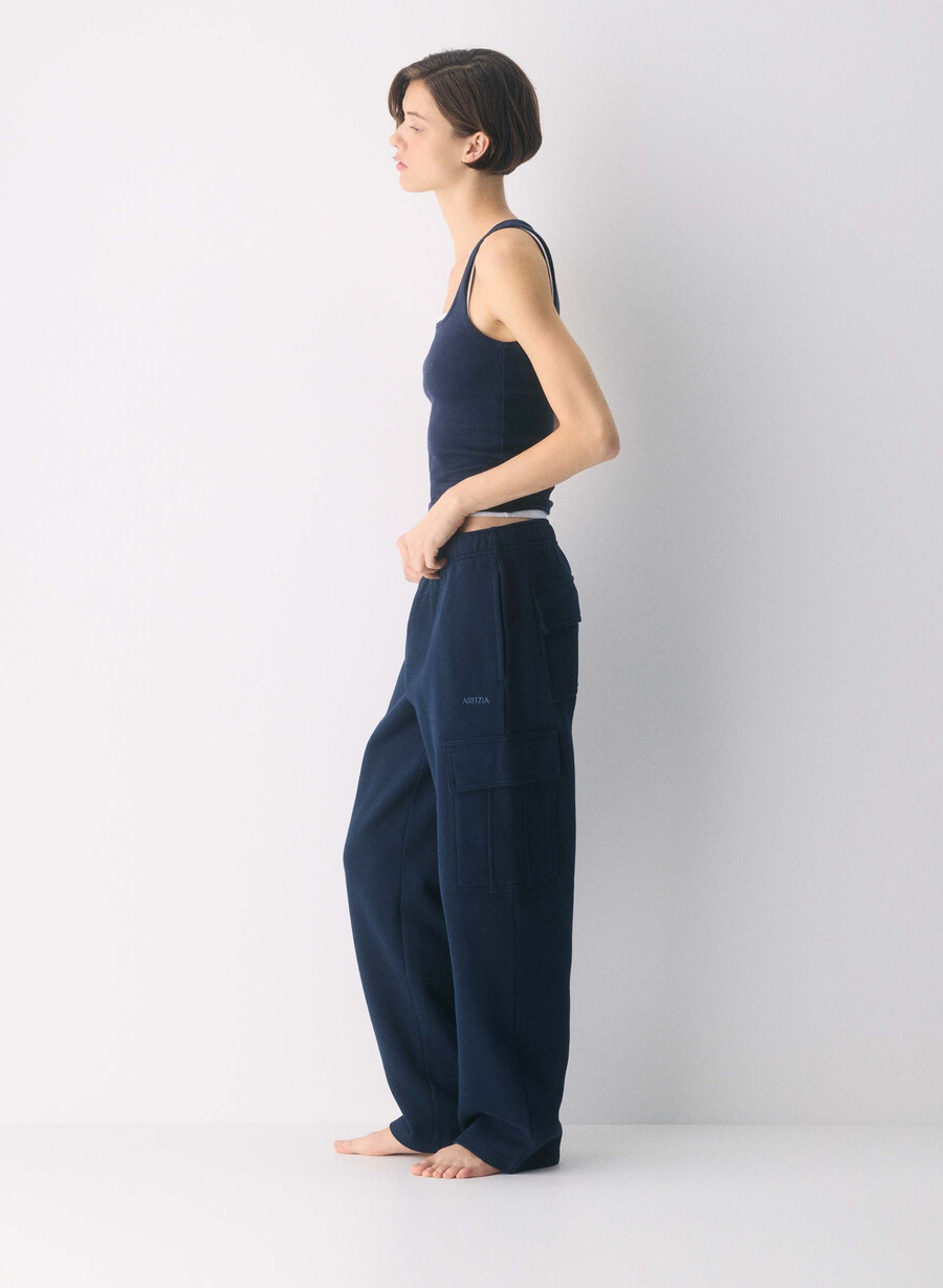 gemütliche mega cargo sweatfleece-sweatpant admiral