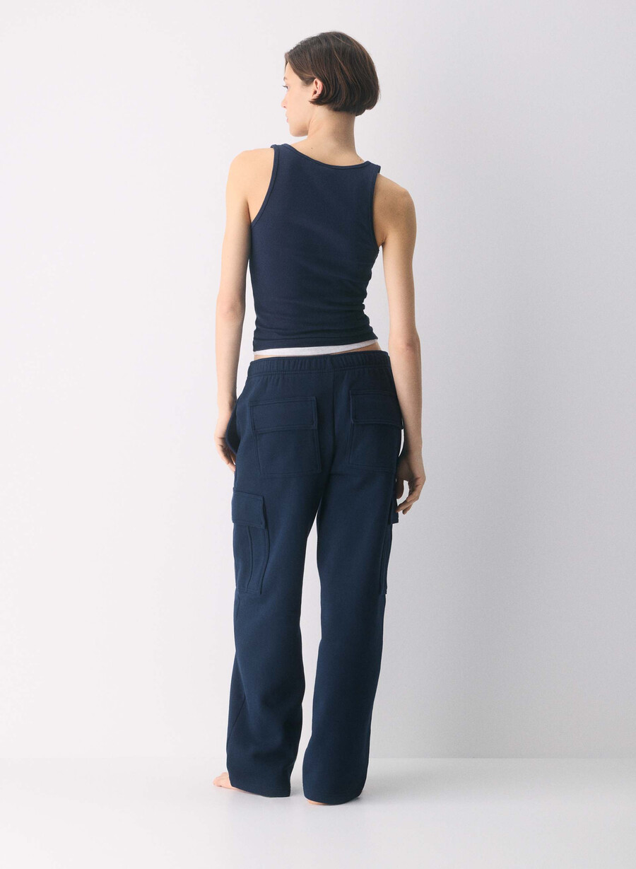 gemütliche mega cargo sweatfleece-sweatpant admiral