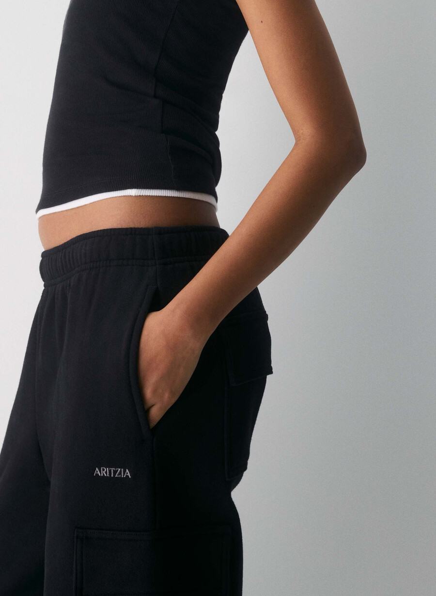 gemütliche mega cargo-sweatfleece-sweathose schwarz