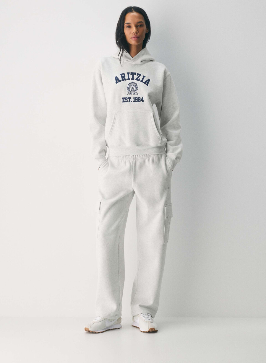 kuschelige mega cargo sweatfleece-sweatpant heather cloud white