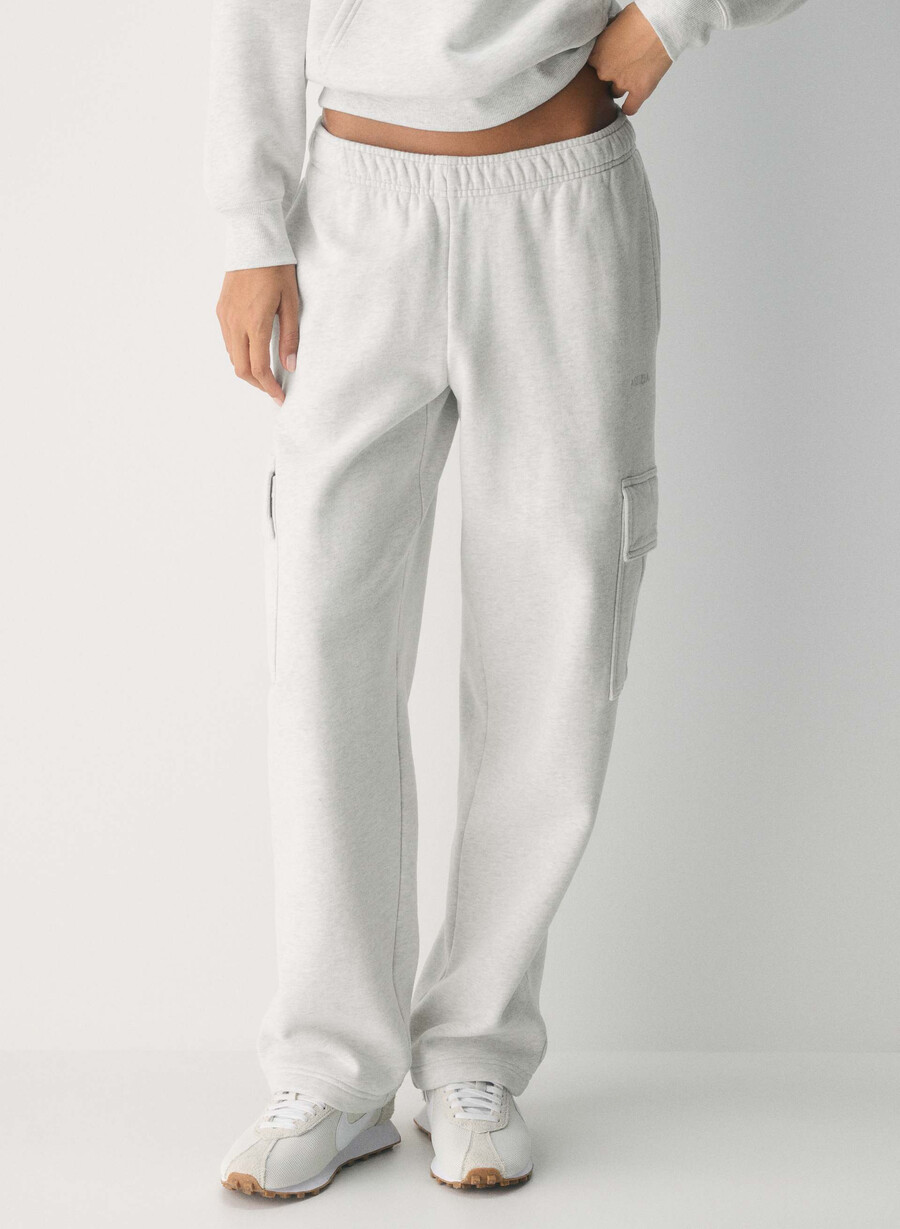 kuschelige mega cargo sweatfleece-sweatpant heather cloud white