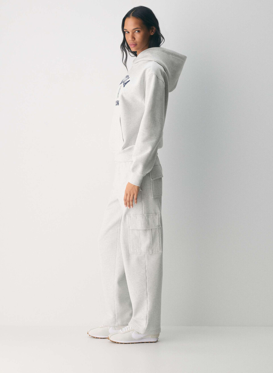 kuschelige mega cargo sweatfleece-sweatpant heather cloud white