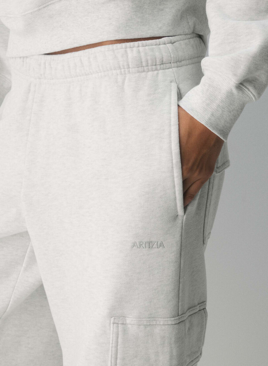 kuschelige mega cargo sweatfleece-sweatpant heather cloud white