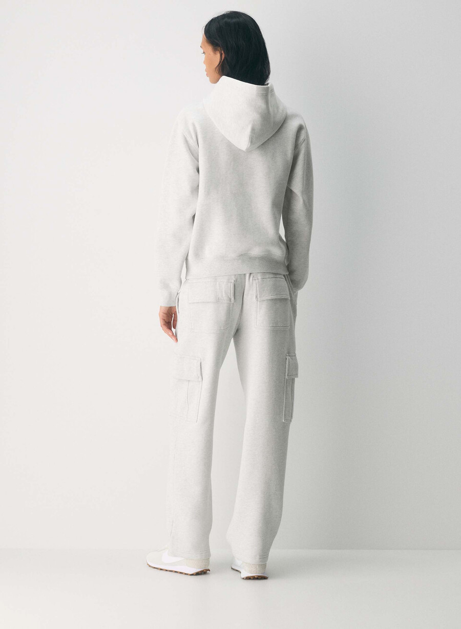 kuschelige mega cargo sweatfleece-sweatpant heather cloud white