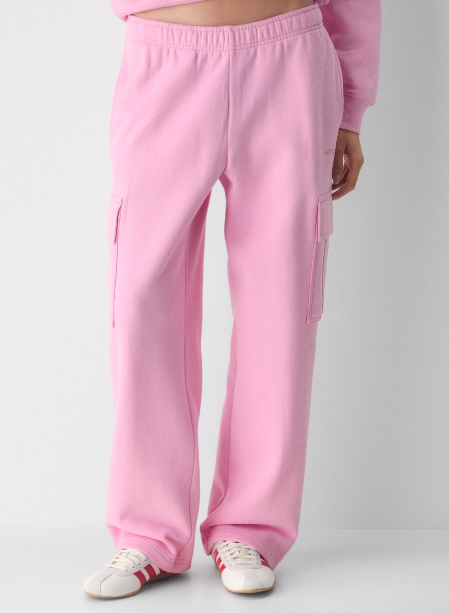 gemütliche mega cargo sweatfleece-sweatpants in morganitrosa