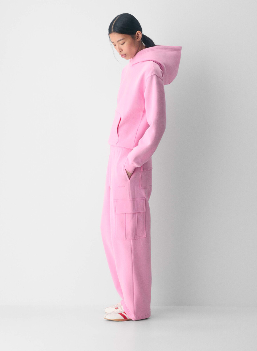 gemütliche mega cargo sweatfleece-sweatpants in morganitrosa