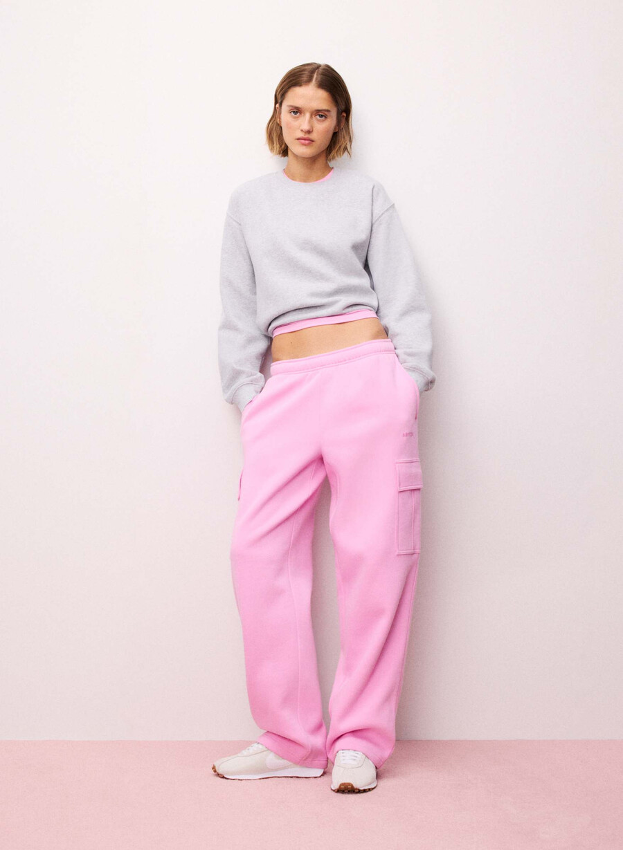 gemütliche mega cargo sweatfleece-sweatpants in morganitrosa