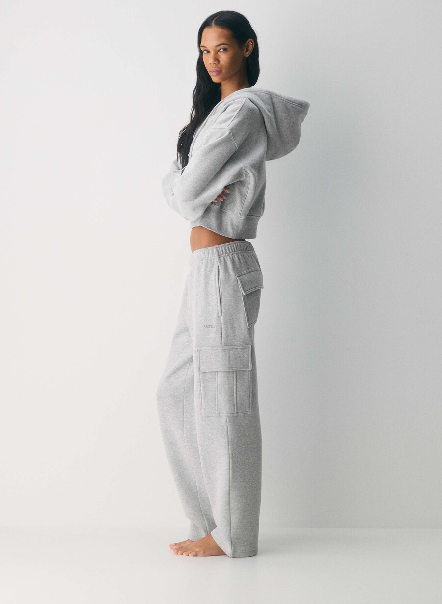 gemütliche mega cargo sweatfleece-sweatpant heather chrome