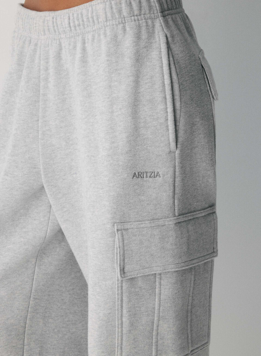 gemütliche mega cargo sweatfleece-sweatpant heather chrome