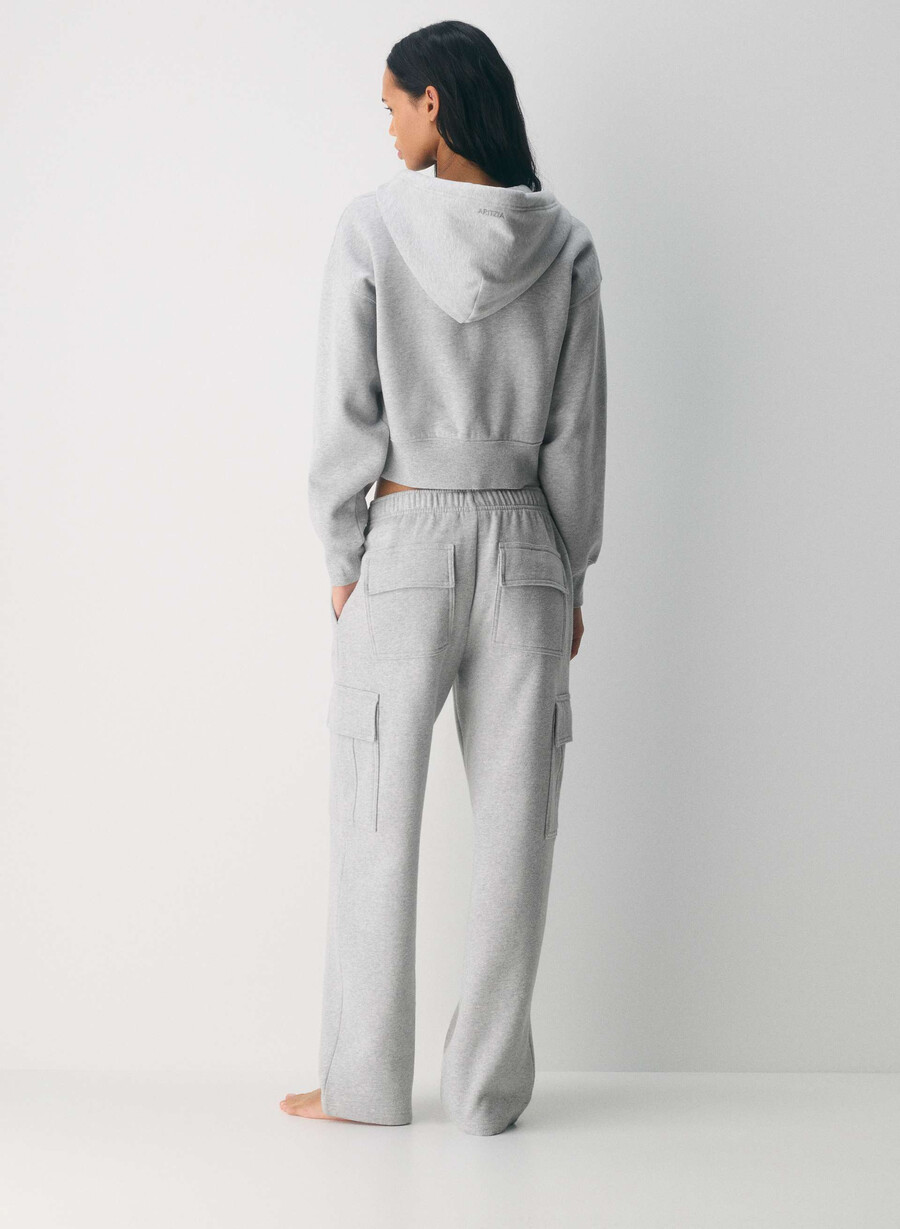 gemütliche mega cargo sweatfleece-sweatpant heather chrome