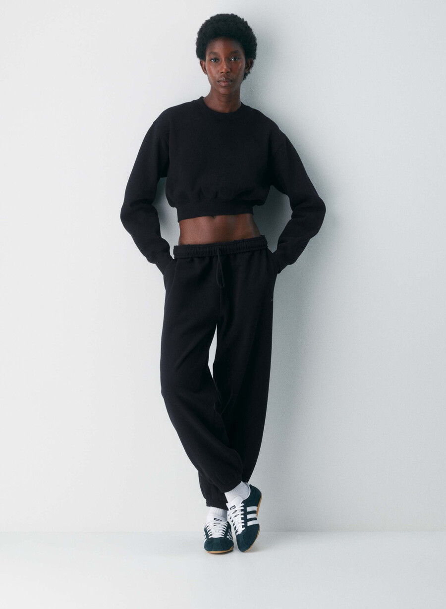 gemütliche mega-jogginghose aus sweatfleece schwarz
