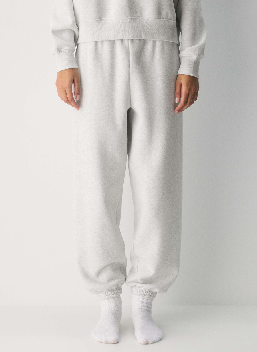kuschelige fleece-mega-jogginghose meliertes weiß
