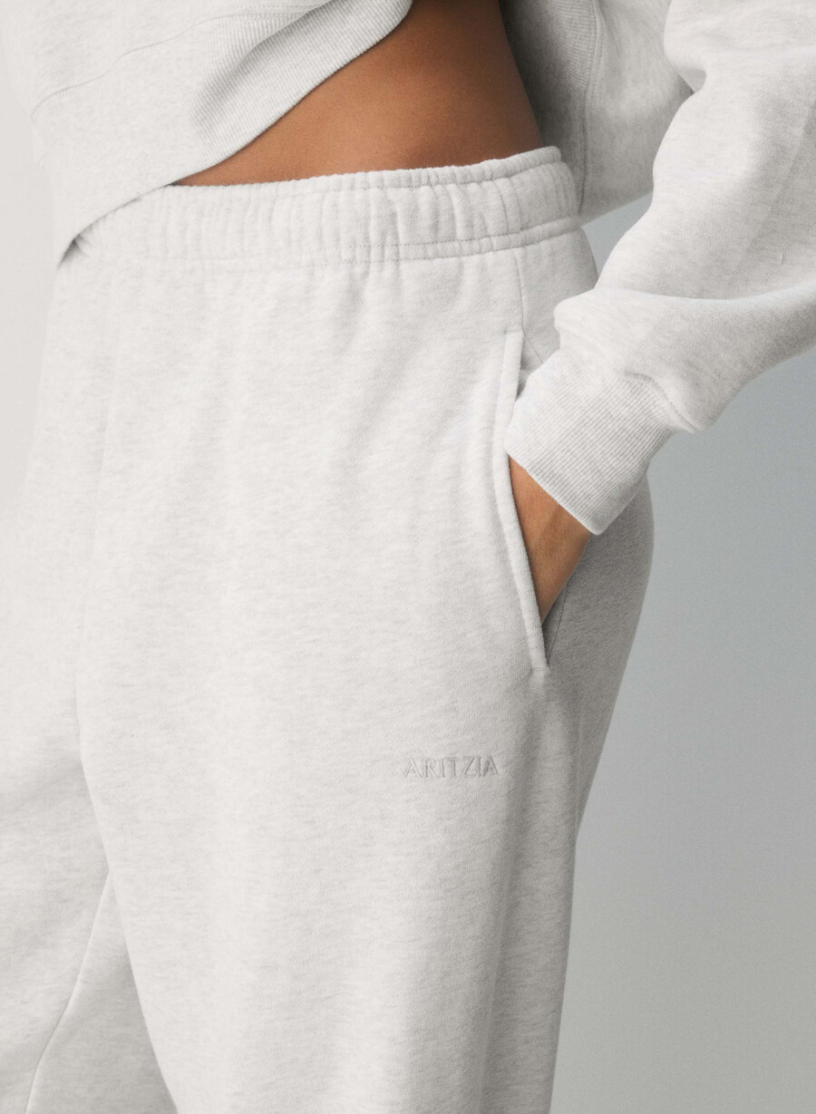 kuschelige fleece-mega-jogginghose meliertes weiß