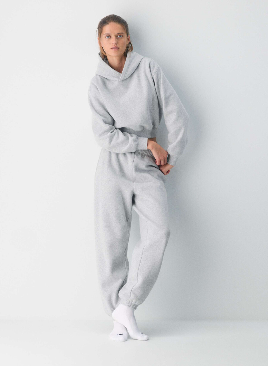 gemütliche mega-jogginghose aus sweatfleece heather chrome
