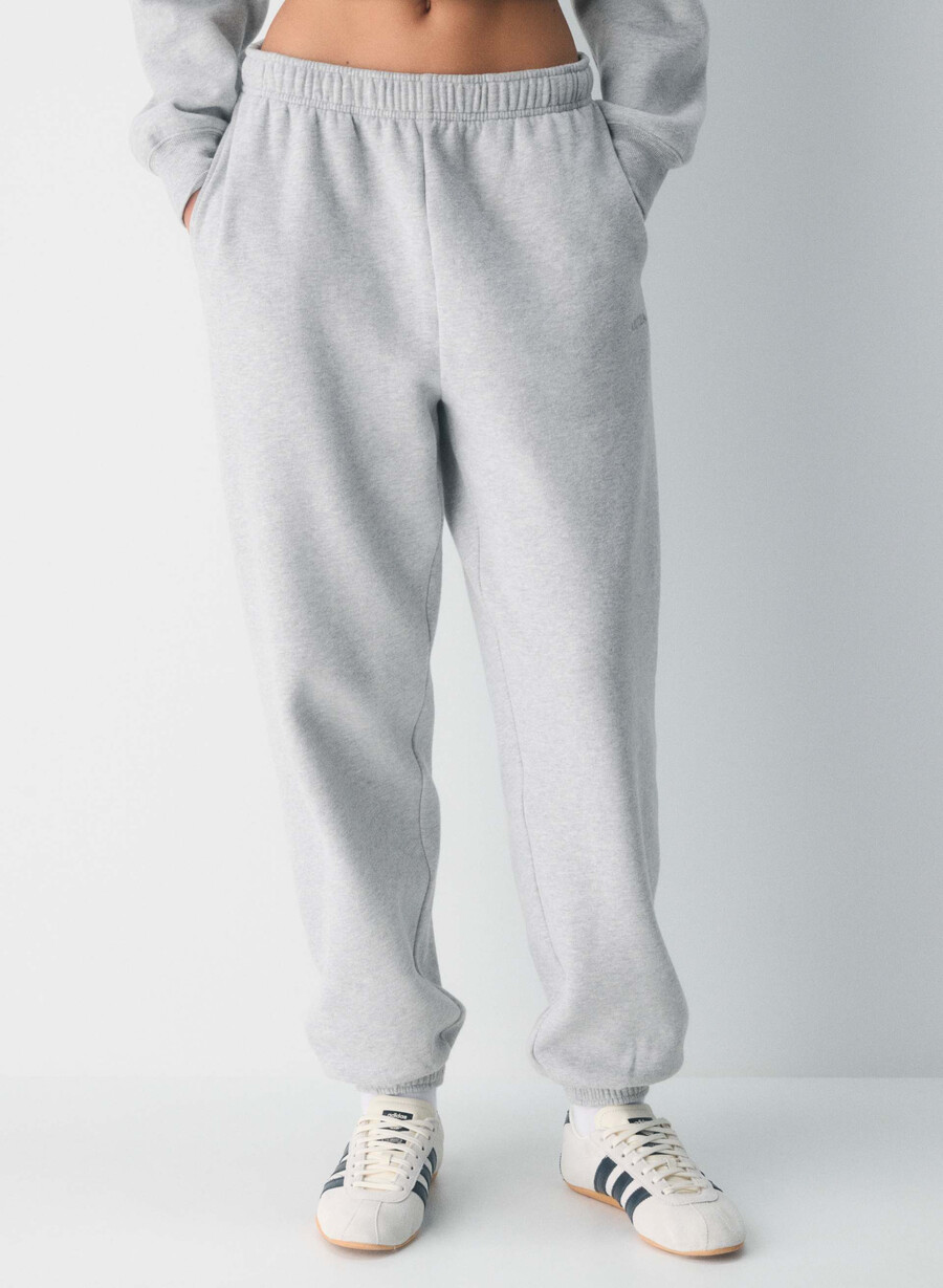 gemütliche mega-jogginghose aus sweatfleece heather chrome