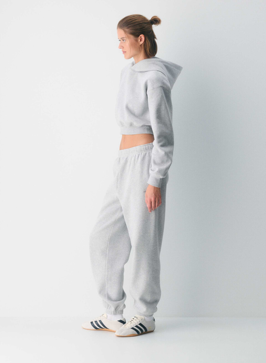 gemütliche mega-jogginghose aus sweatfleece heather chrome