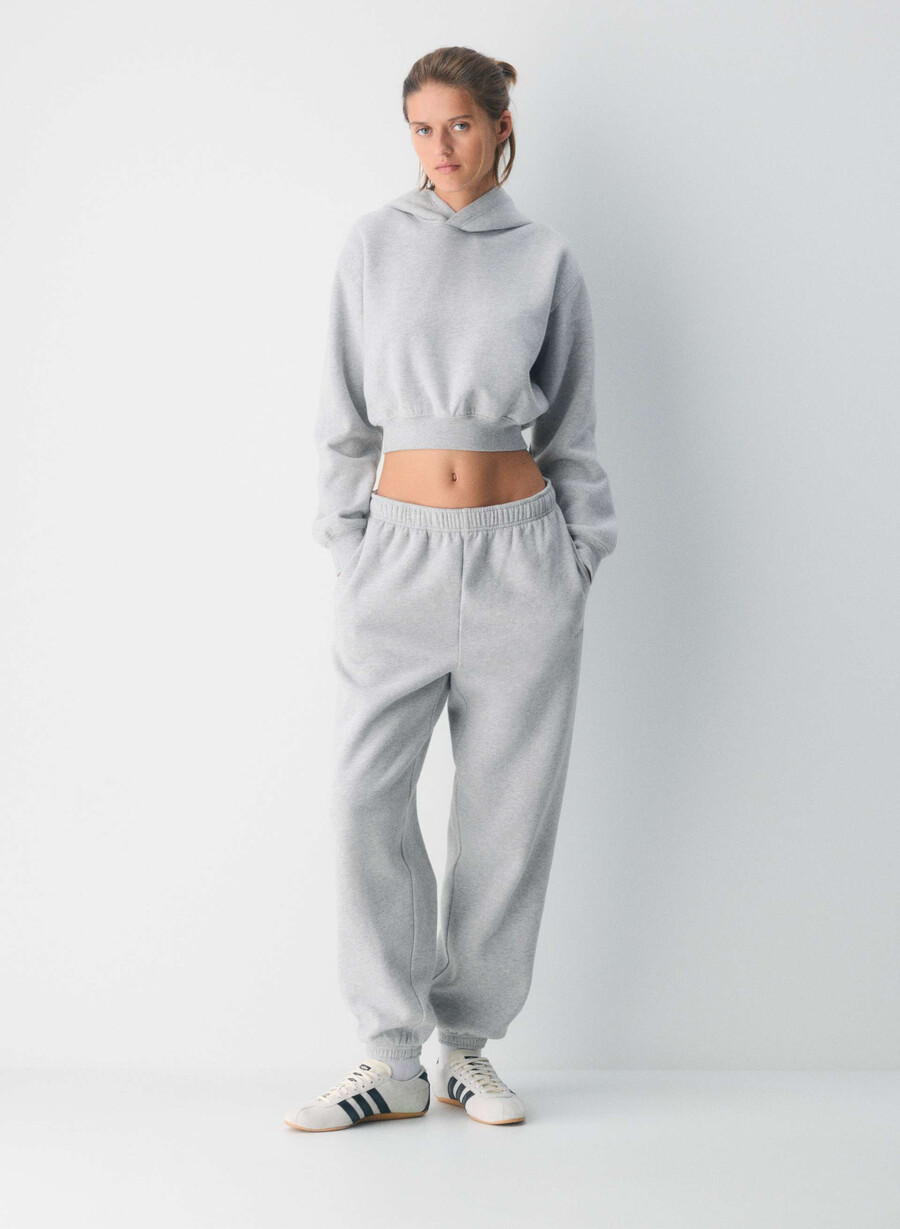 gemütliche mega-jogginghose aus sweatfleece heather chrome