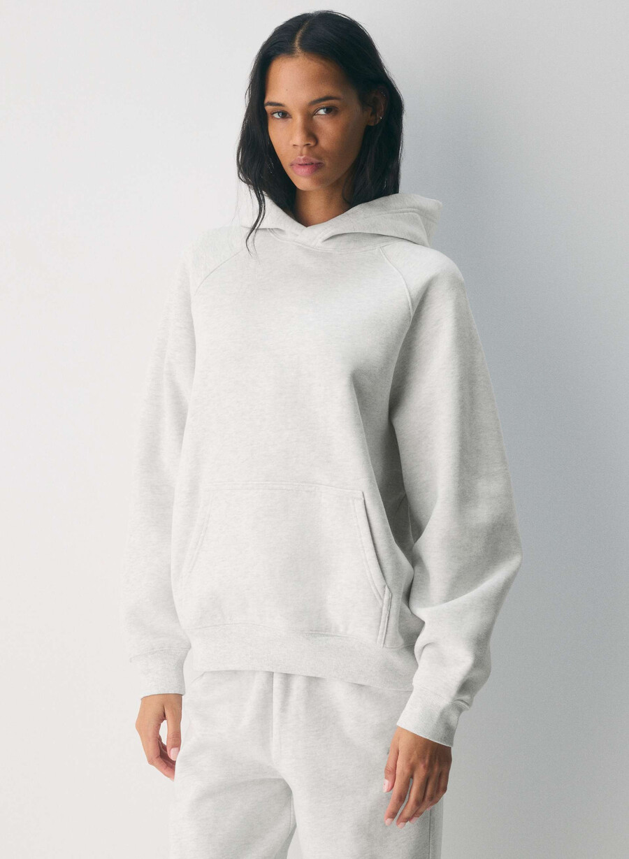 kuscheliger mega raglan hoodie aus sweatfleece meliertes weiß